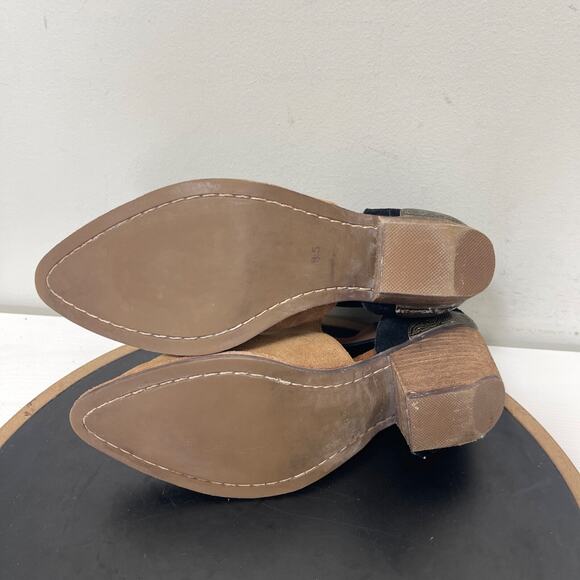 Jeffrey Campbell Cutout Ankle Boots Women 8.5 Brown Black Suede Western‎ - Picture 9 of 13